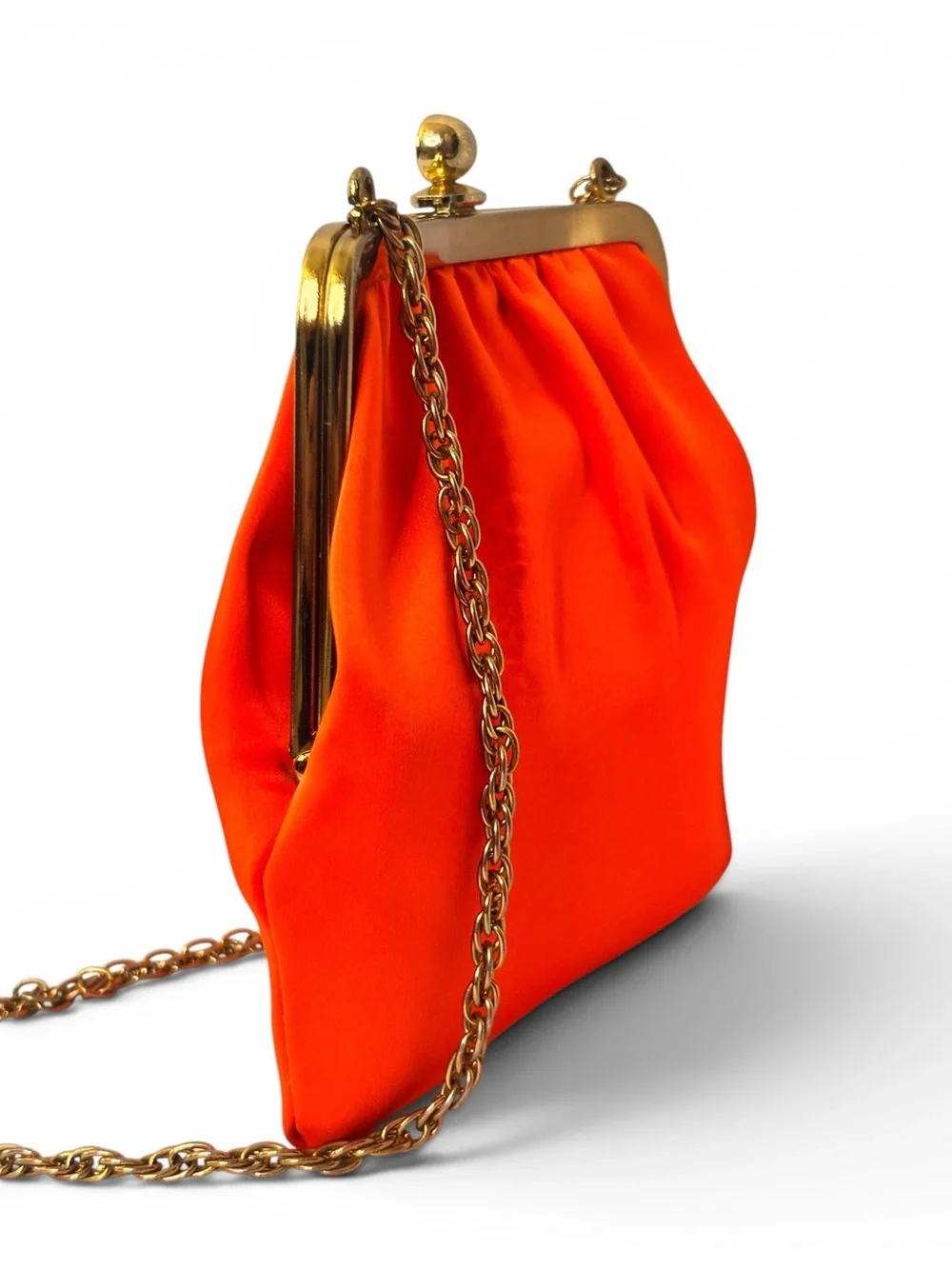 Vintage 60s bright, coral kiss lock Crossbody Bag